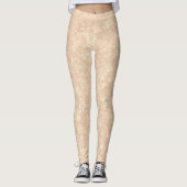 Light Beige Cream Marble Terrazzo Texture Leggings (Voorkant)