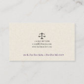 Light Beige Linen Black Justice Scale  Visitekaartje (Achterkant)