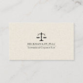Light Beige Linen Black Justice Scale  Visitekaartje (Voorkant)