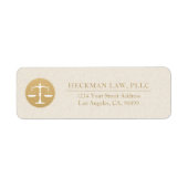 Light Beige Linen Gold Justice Logo Business Card Etiket (Voorkant)