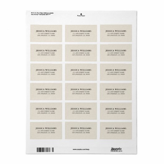 Light Beige Linen Texture Image Etiket (Full Sheet)