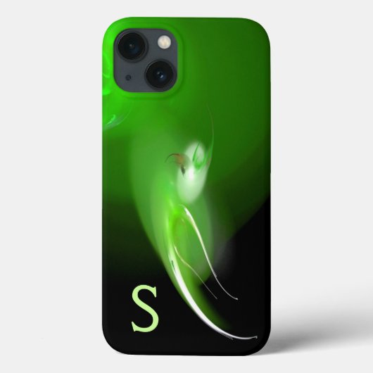LIGHT BIRD, BLACK BRIGHT GREEN ABSTRACT MONOGRAM Case-Mate iPhone CASE (Achterkant)