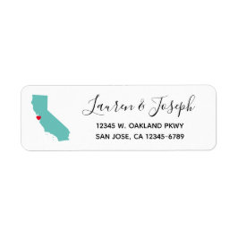 Light Blauwgroen California en White Wedding Etiket