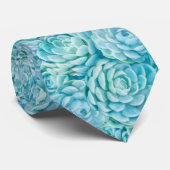 Light Blauwgroen Echeveria Succulents Patroon Stropdas (Opgerold)