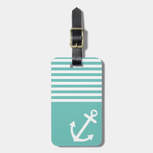 Light Blauwgroen Love Anchor Nautical Bagagelabel (Voorkant verticaal)