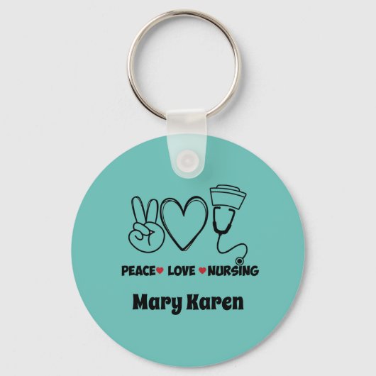 Light Blauwgroen Peace Love Nursing Appreciezer Ke Sleutelhanger (Voorkant)