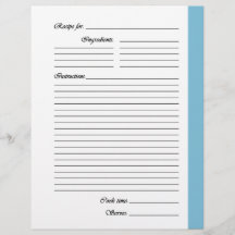 Light Blue 2-side Recipe Pages
