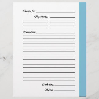 Light Blue 2-side Recipe Pages