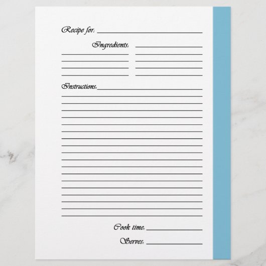 Light Blue 2-side Recipe Pages (Voorkant)