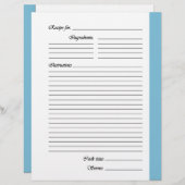 Light Blue 2-side Recipe Pages (Voorkant / Achterkant)