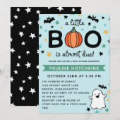 Light Blue A Little Boo Halloween Baby shower Kaart (Voorkant / Achterkant)