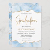Light Blue Agate Gold Glitter Graduparty (Voorkant / Achterkant)