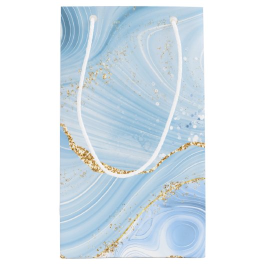Light Blue Agate met Gold Glitter Hartelijk dank Klein Cadeauzakje (Achterkant)