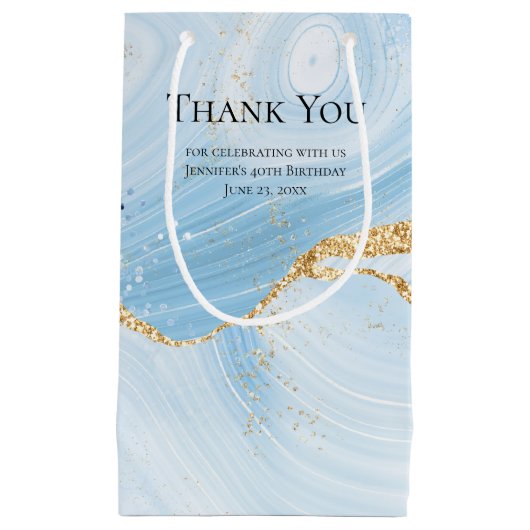 Light Blue Agate met Gold Glitter Hartelijk dank Klein Cadeauzakje (Voorkant)