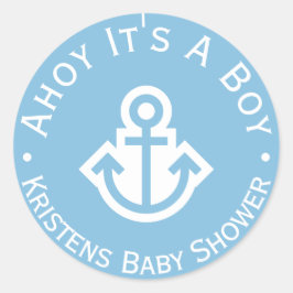 Light Blue Ahoy It's A Boy Anchor Sticker