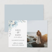 Light Blue Airy Floral foto Save the Date Aankondiging (Voorkant / Achterkant)