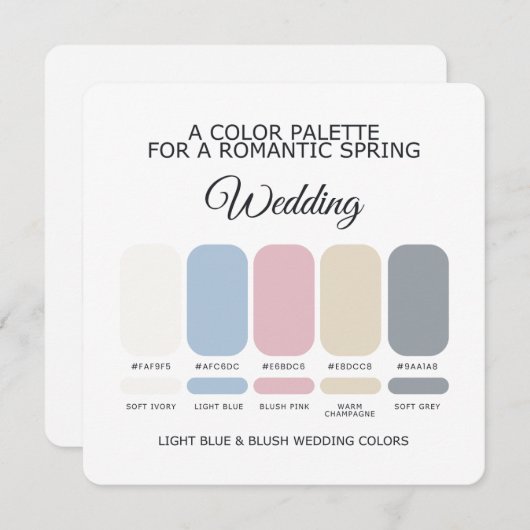 Light Blue and Blush Wedding Color Palette Card Kaart (Voorkant / Achterkant)