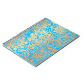 Light Blue and Gold Floral Mandala Pattern Notitieboek (Linkerzijde)
