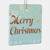 Light blue and Gold Merry Christmas  Keramisch Ornament (Rechts)