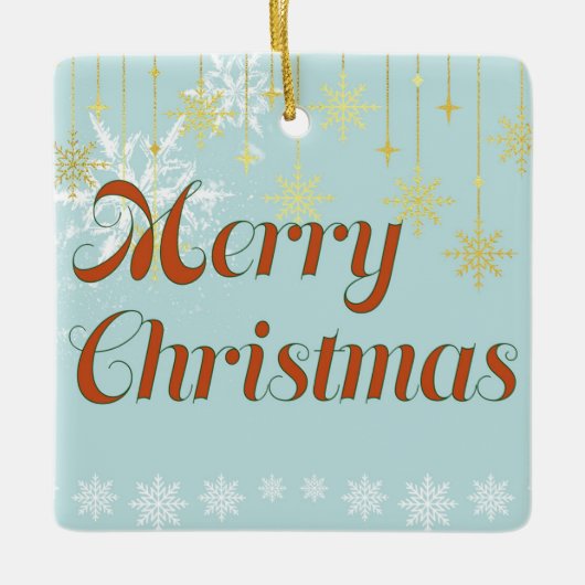 Light blue and Gold Merry Christmas  Keramisch Ornament (Voorkant)