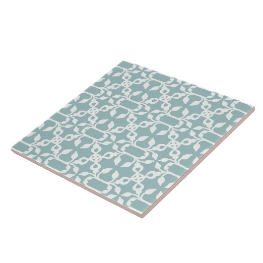 Light Blue and White Art Deco Moder Pattern Trivet Tegeltje (Zijkant)