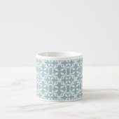 Light Blue and White Art Deco Modern Espresso Cup Kop (Voorkant)