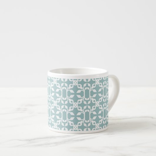 Light Blue and White Art Deco Modern Espresso Cup Kop (Voorkant rechts)