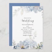 Light Blue and White Floral Wedding Kaart (Voorkant / Achterkant)
