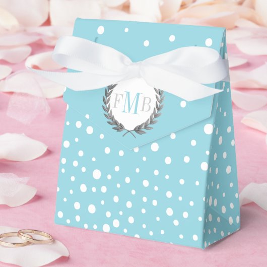 Light blue and white polka dot pattern wedding fav bedankdoosjes (Huwelijk)