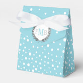 Light blue and white polka dot pattern wedding fav bedankdoosjes (Voorkant Zijde)
