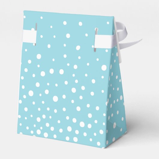 Light blue and white polka dot pattern wedding fav bedankdoosjes (Achterkant)