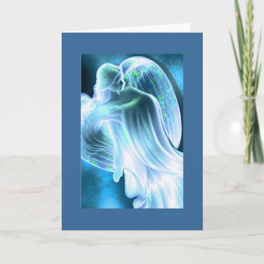 Light Blue Angel Greeting Card Feestdagen Kaart (Voorkant)