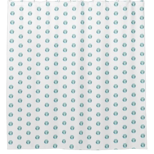 Light Blue Aquamarine Gemstone Pattern op White Douchegordijn (Voorkant)