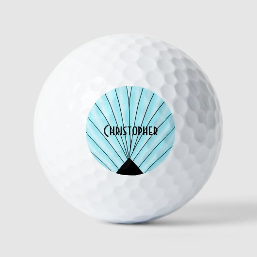 Light Blue Art Deco Design Golfballen (Voorkant)