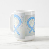 Light Blue Awareness Ribbon Angel Art Mok (Voorkant links)