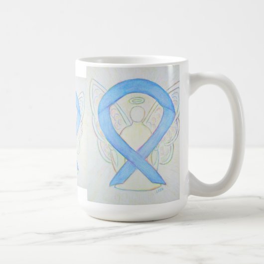 Light Blue Awareness Ribbon Angel Art Mok (Rechts)