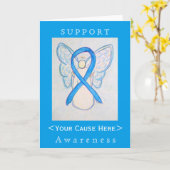Light Blue Awareness Ribbon Angel Gepersonaliseerd Kaart (Gele Bloem)