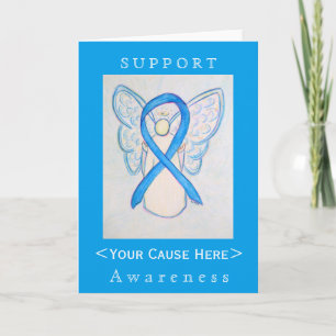 Light Blue Awareness Ribbon Angel Gepersonaliseerd Kaart