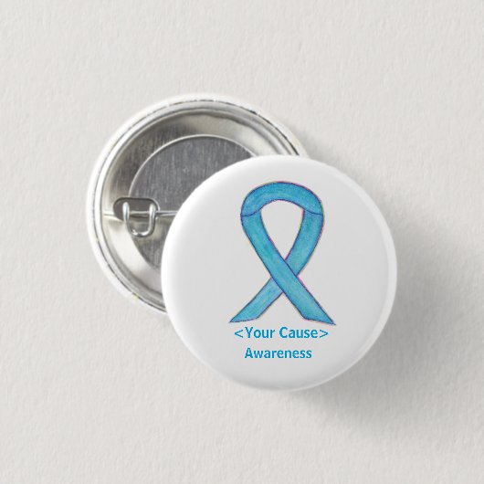 Light Blue Awareness Ribbon Custom Art Button Pins (Voorkant /achterkant)