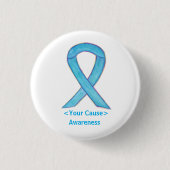 Light Blue Awareness Ribbon Custom Art Button Pins (Voorkant)