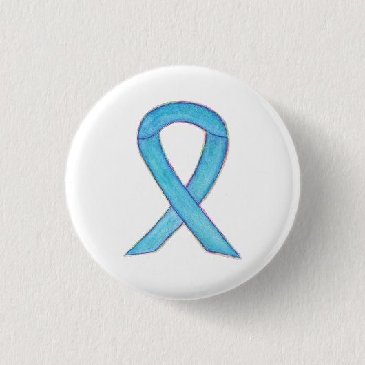Light Blue Awareness Ribbon Custom Art Button Pins (Voorkant)