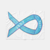 Light Blue Awareness Ribbon Hope Cure Blanket Fleece Deken (Voorkant (Horizontaal))