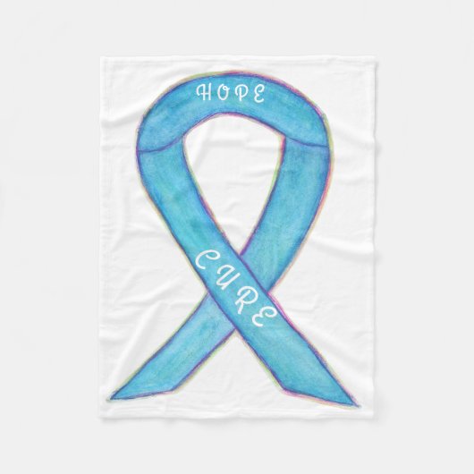 Light Blue Awareness Ribbon Hope Cure Blanket Fleece Deken (Voorkant)