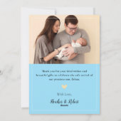 Light Blue Baby Boy 2 Fotoaankondiging Feestdagenkaart (Achterkant)