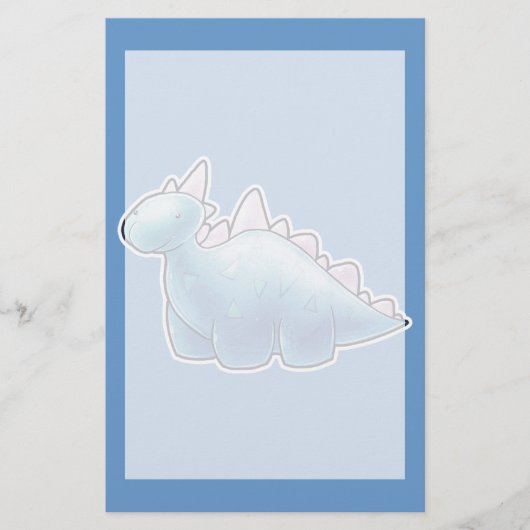 Light Blue Baby Dinosaur Briefpapier (Voorkant)