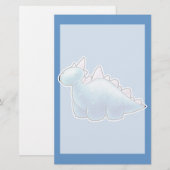 Light Blue Baby Dinosaur Briefpapier (Voorkant / Achterkant)