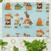 light blue background features cows theedoek (Gevouwen)