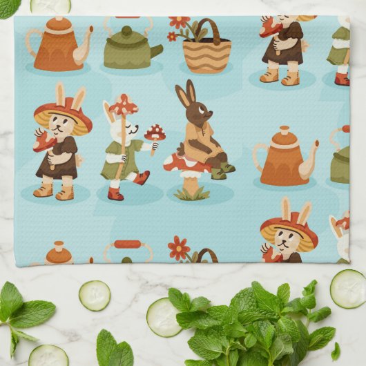 light blue background features cows theedoek (Gevouwen)