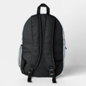 Light Blue Backpack with Classic Floral Print Bedrukte Rugzak (Achterkant)