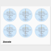 Light Blue Baptism Son Bedankt Ronde Sticker (Vel)